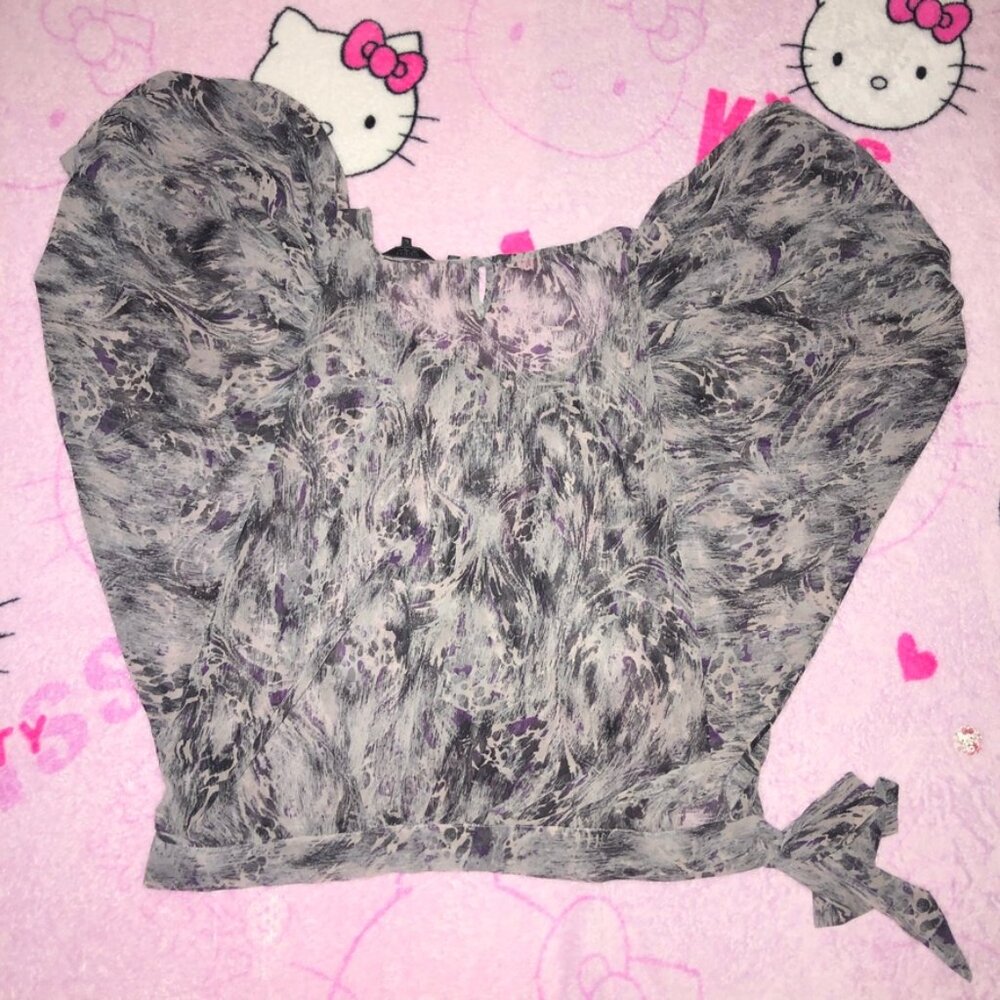 y2k indie sleaze trashy abstract print blouse